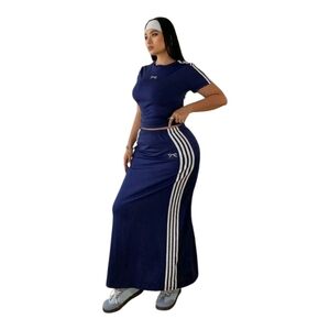 POPWAYS Women's Navy Blue Skirt & SHORT 2PC SET by XOXO